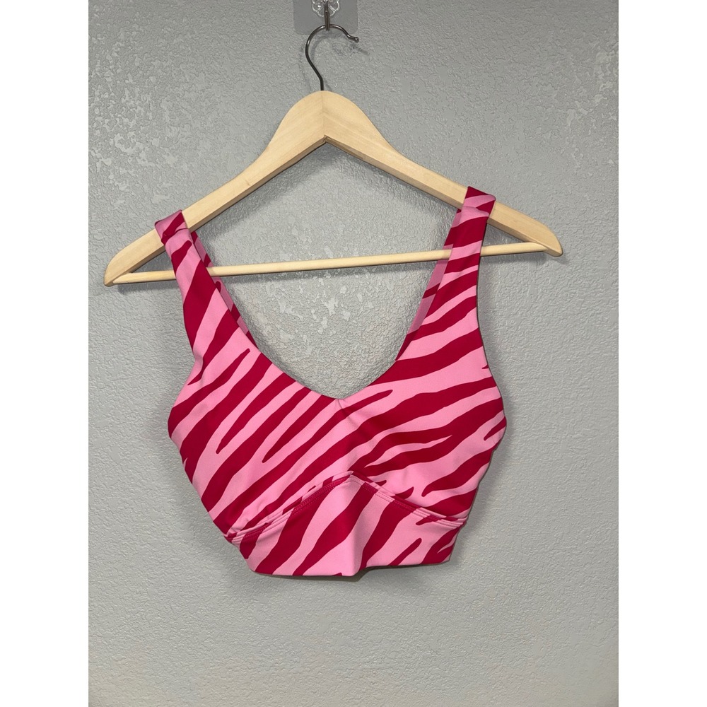 Wilo Melbourne Australia  Pink Red Zebra Print Sports Bra Cross Back‎ Size S